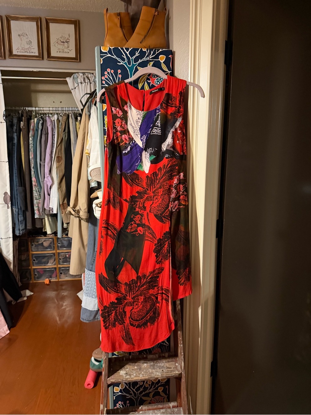 Desigual Red Floral & Multi-Print Sleeveless Maxi Dress